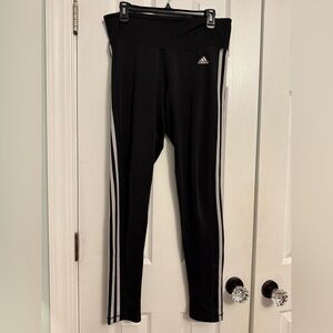 Adidas Black Leggings with White Stripes